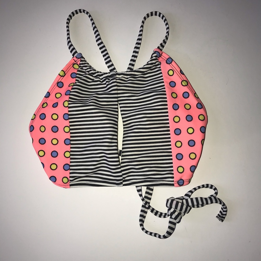Last Call! VM Size Medium Halter Bikini Top with Stripes & Polka Dots.